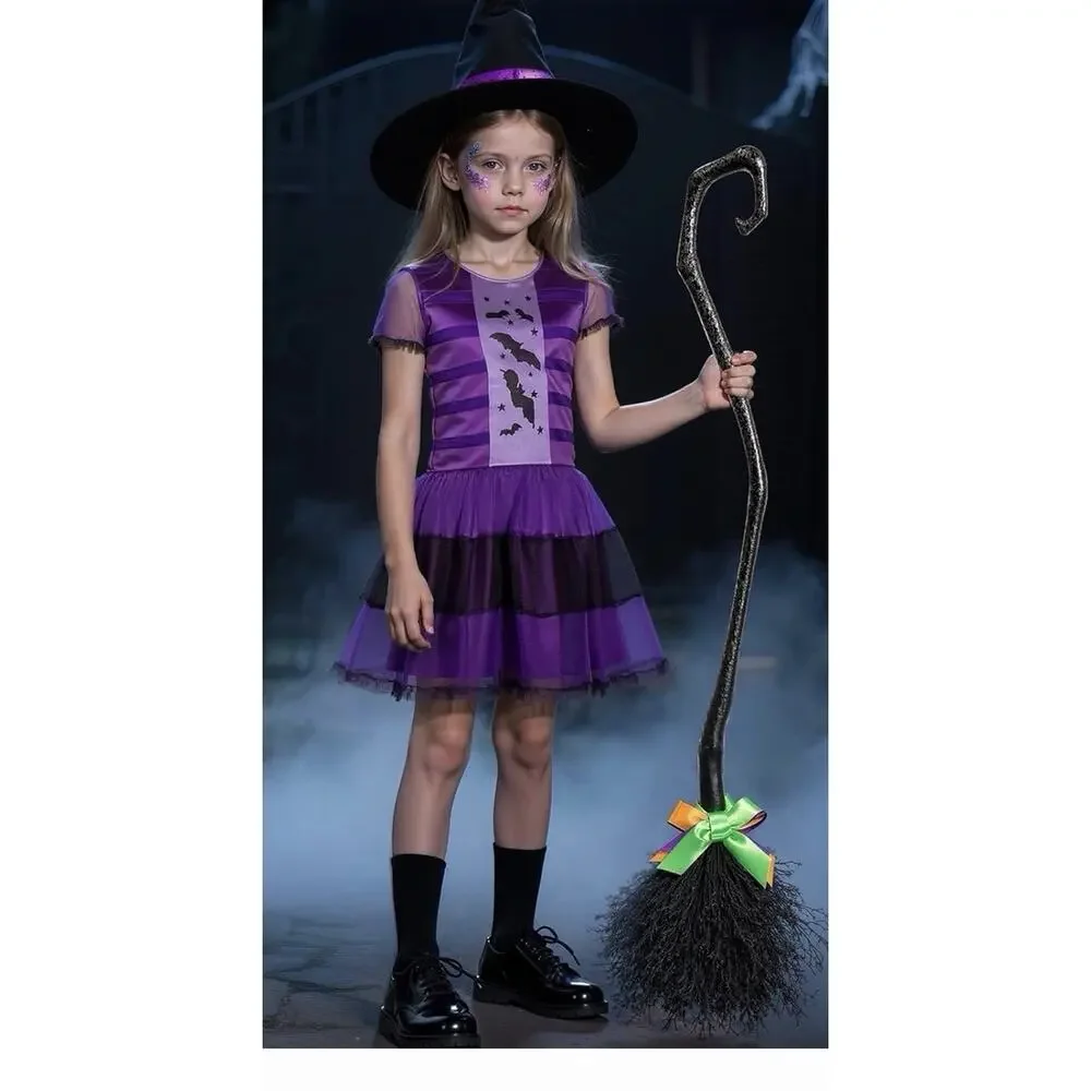 Kids Witch Costume for Girls, Halloween Costumes Dress Up Role Play Set M New